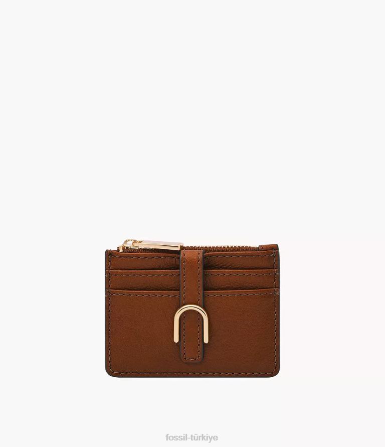Fossil 6J04800 kahverengi vada zip kart durumda cüzdan kadınlar