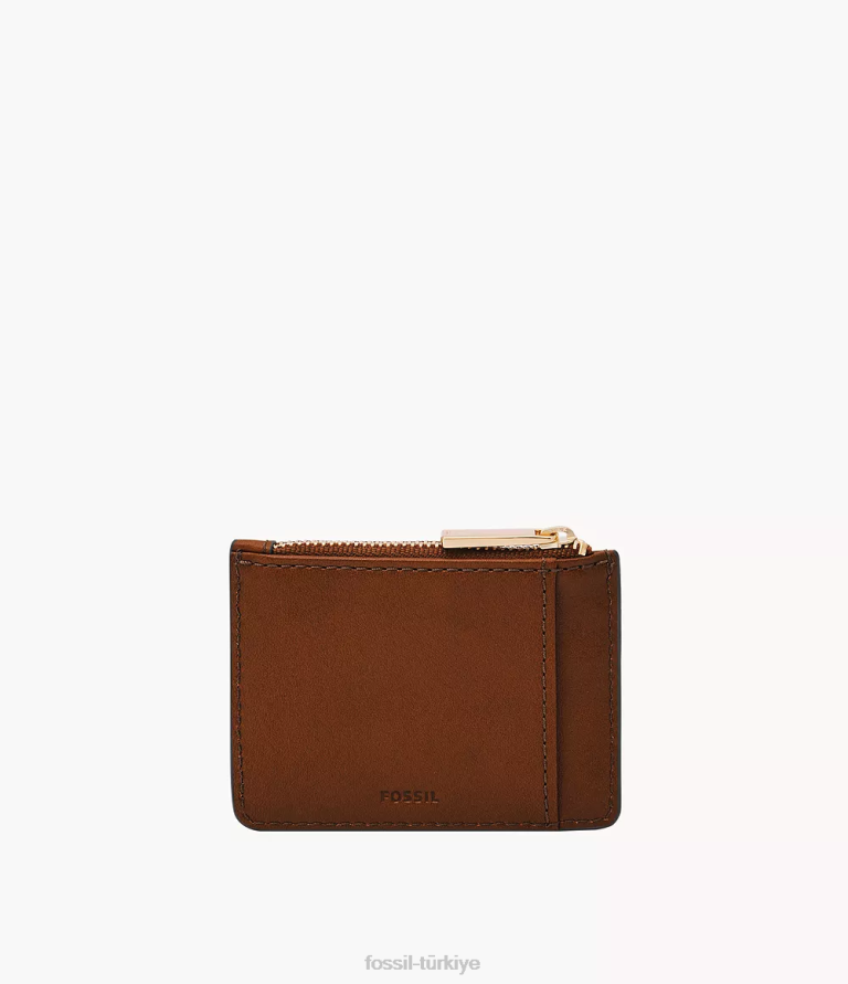 Fossil 6J04800 kahverengi vada zip kart durumda cüzdan kadınlar