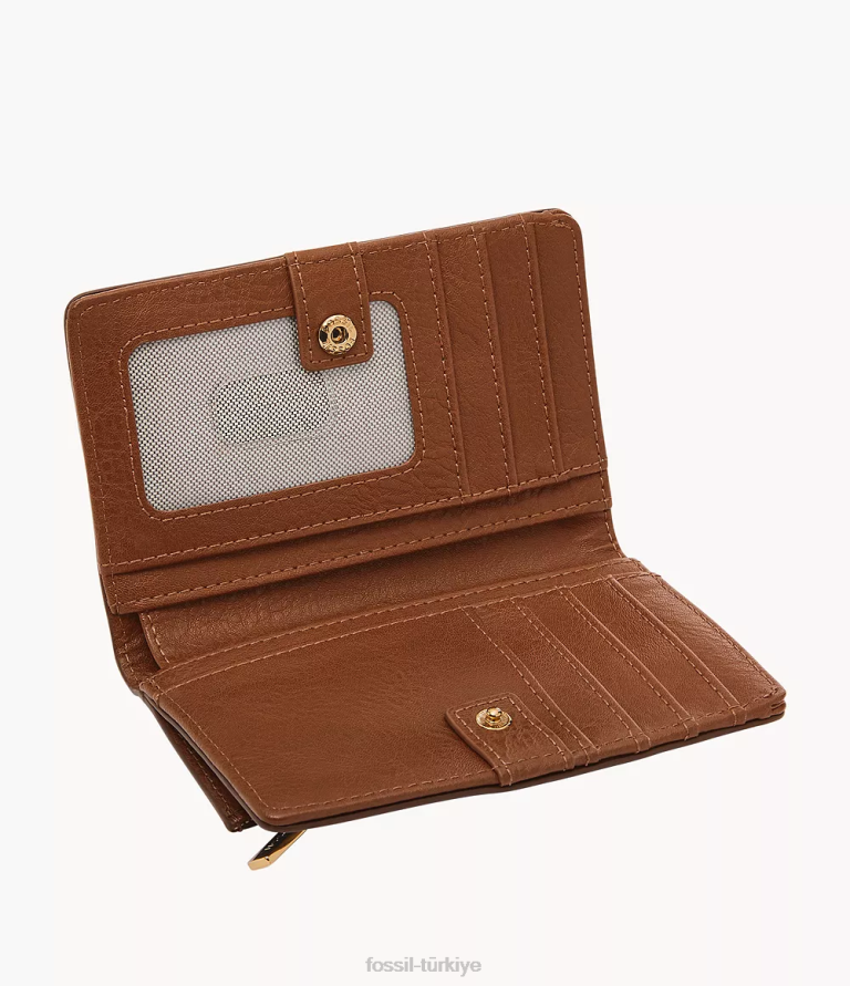 Fossil 6J04745 kahverengi liza çok işlevli cüzdan kadınlar