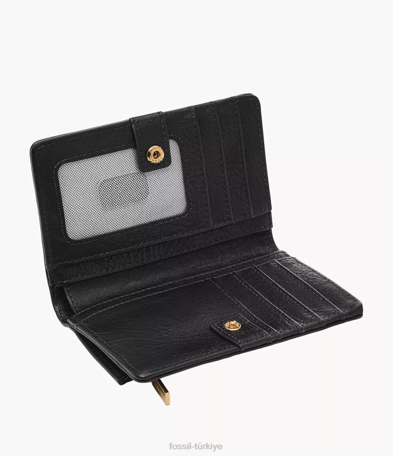 Fossil 6J04754 siyah liza çok işlevli cüzdan kadınlar