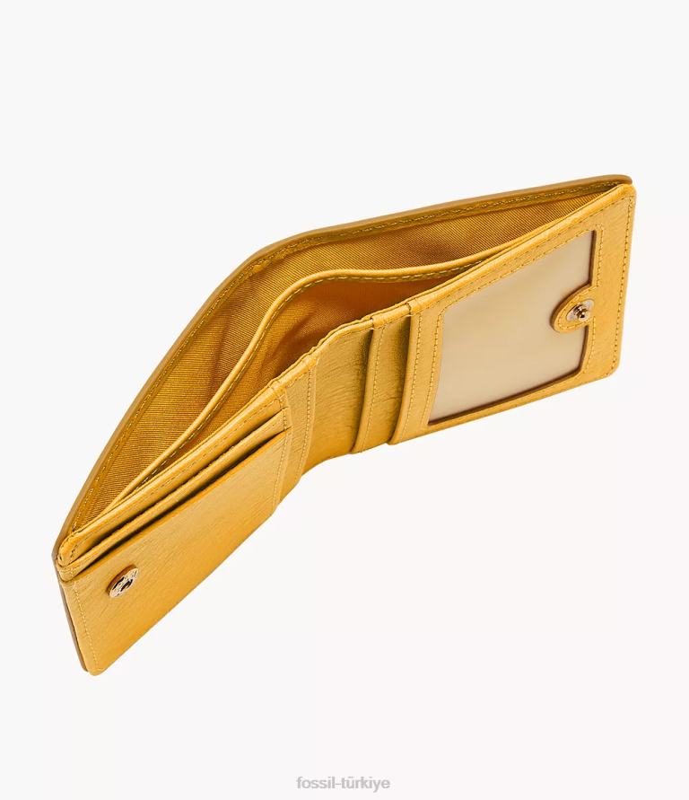 Fossil 6J04764 sarı logan küçük iki katlı cüzdan kadınlar