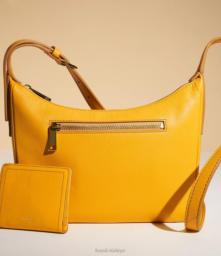 Fossil 6J04764 sarı logan küçük iki katlı cüzdan kadınlar
