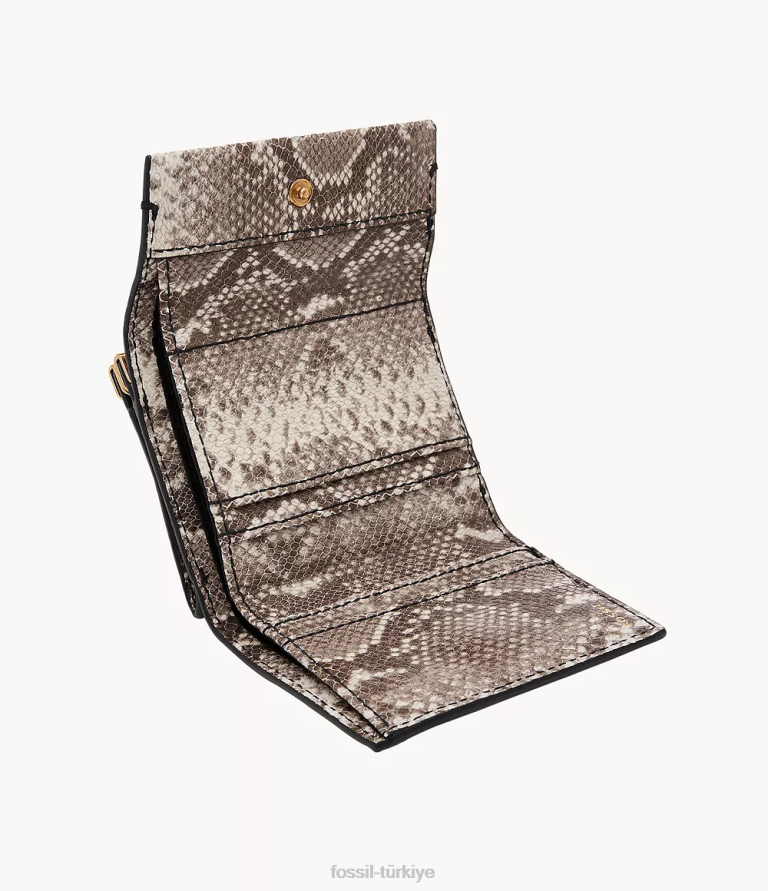 Fossil 6J04781 yılan baskı penrose üç katlı cüzdan kadınlar