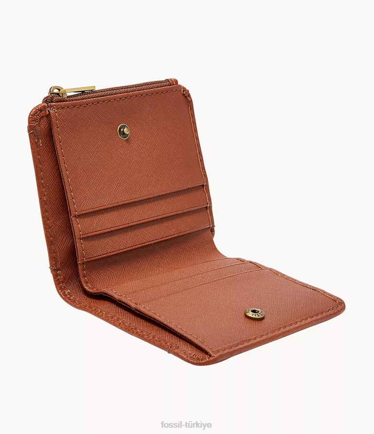 Fossil 6J04821 kahverengi jori rfid iki katlı cüzdan kadınlar