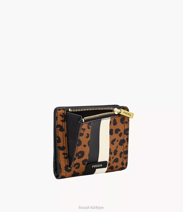 Fossil 6J04856 hayvan baskı logan rfid küçük iki katlı cüzdan kadınlar