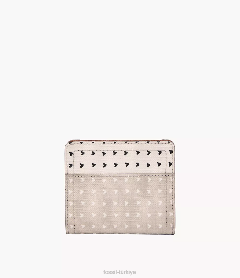Fossil 6J04889 bej/kahverengi/beyaz logan küçük rfid iki katlı cüzdan kadınlar