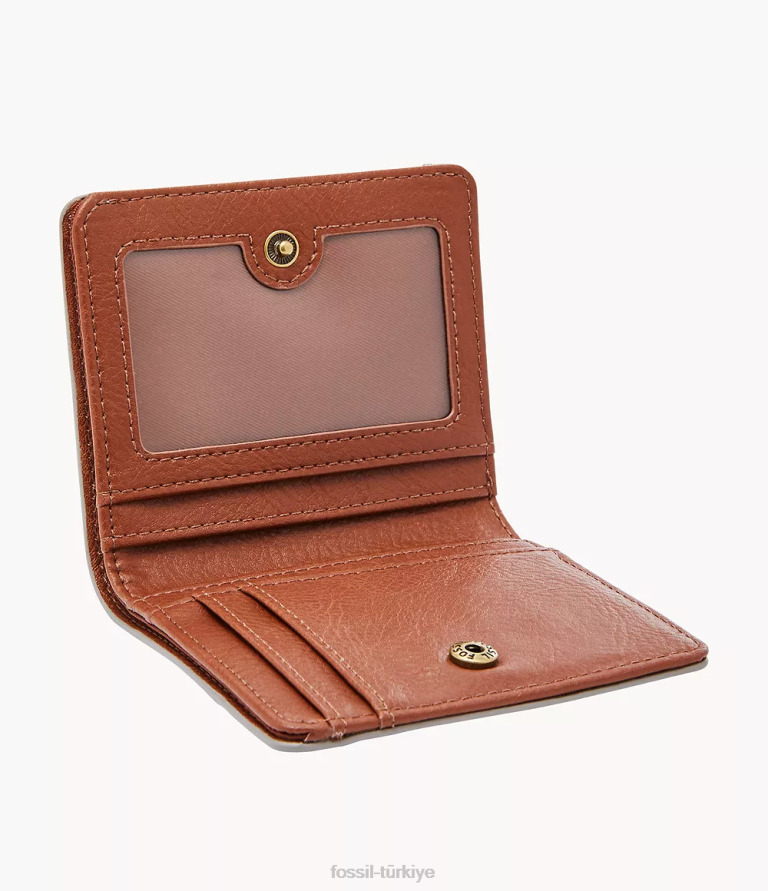 Fossil 6J04889 bej/kahverengi/beyaz logan küçük rfid iki katlı cüzdan kadınlar