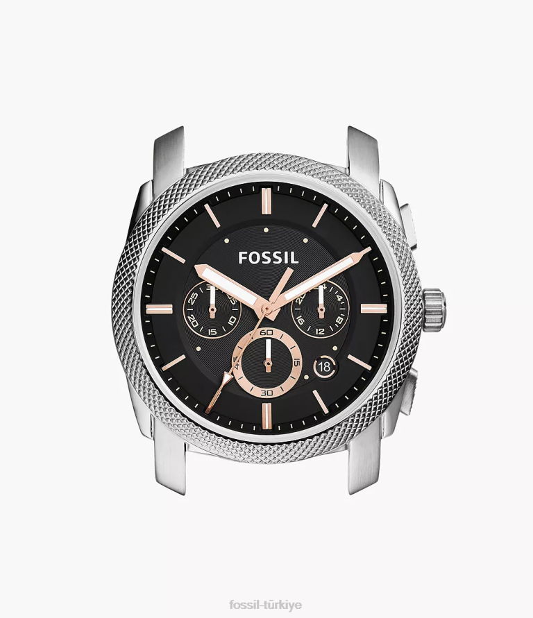 Fossil 6J042042 siyah makine kronografı paslanmaz çelik kasa aksesuar erkekler