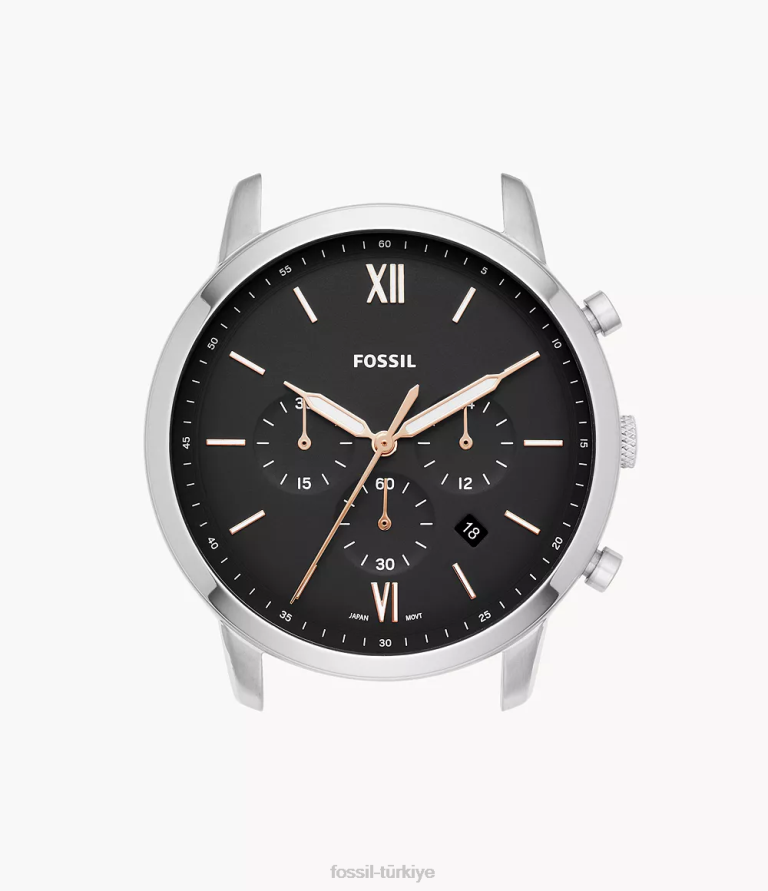 Fossil 6J042076 siyah nötra kronograf paslanmaz çelik saat kasası aksesuar erkekler