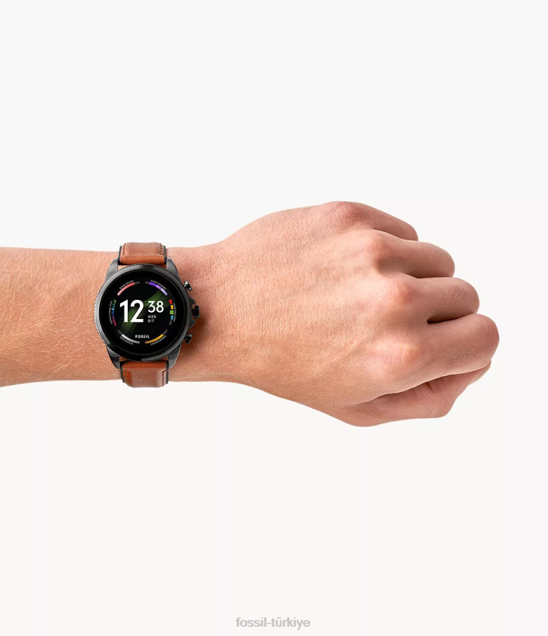 Fossil 6J041326 kahverengi gen 6 akıllı saat deri kol saati erkekler