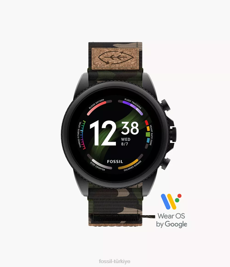 Fossil 6J041328 yeşil gen 6 akıllı saat kamuflajı kol saati erkekler
