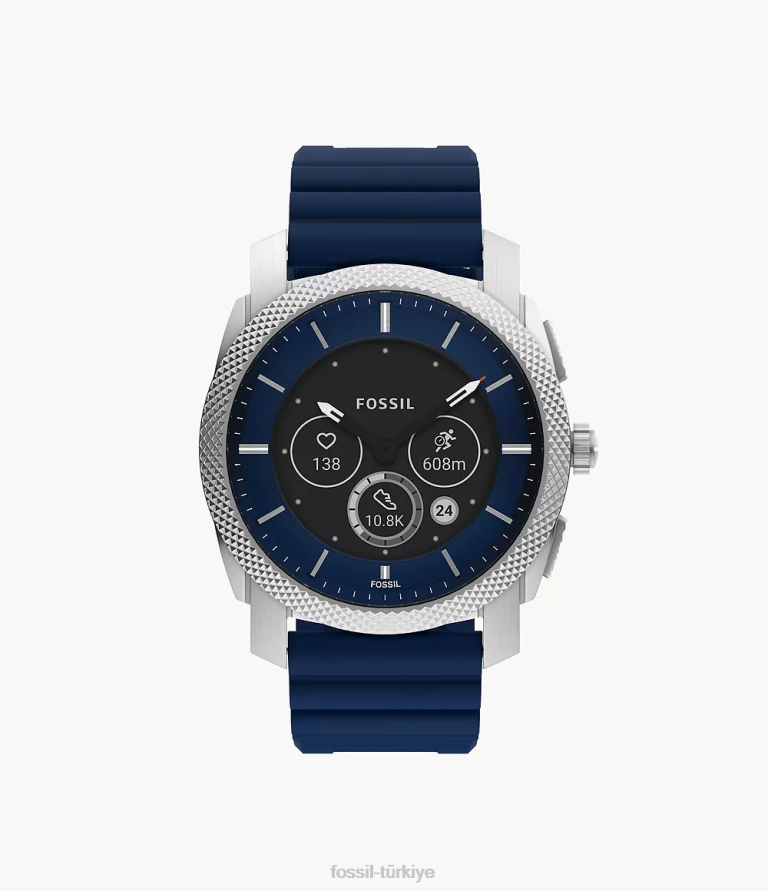 Fossil 6J041329 Donanma makine gen 6 hibrit akıllı saat silikonu kol saati erkekler