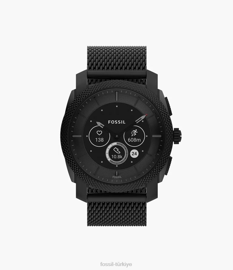 Fossil 6J041330 siyah makine gen 6 hibrit akıllı saat paslanmaz çelik kol saati erkekler
