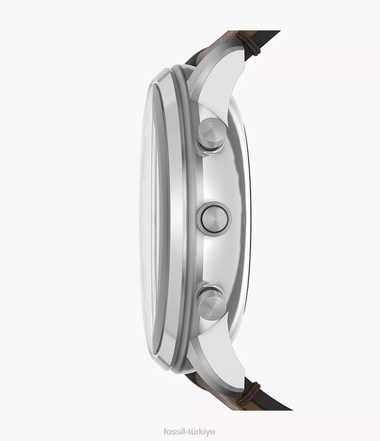 Fossil 6J041332 orta kahverengi nötr gen 6 hibrit akıllı saat deri kol saati erkekler