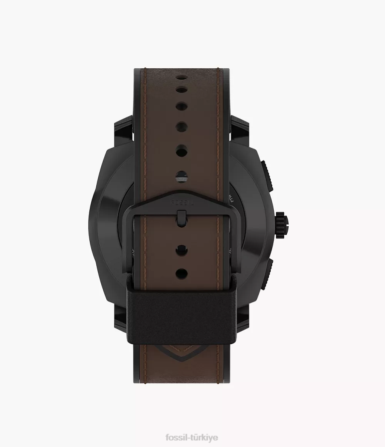Fossil 6J041334 koyu kahverengi makine gen 6 hibrit akıllı saat deri kol saati erkekler