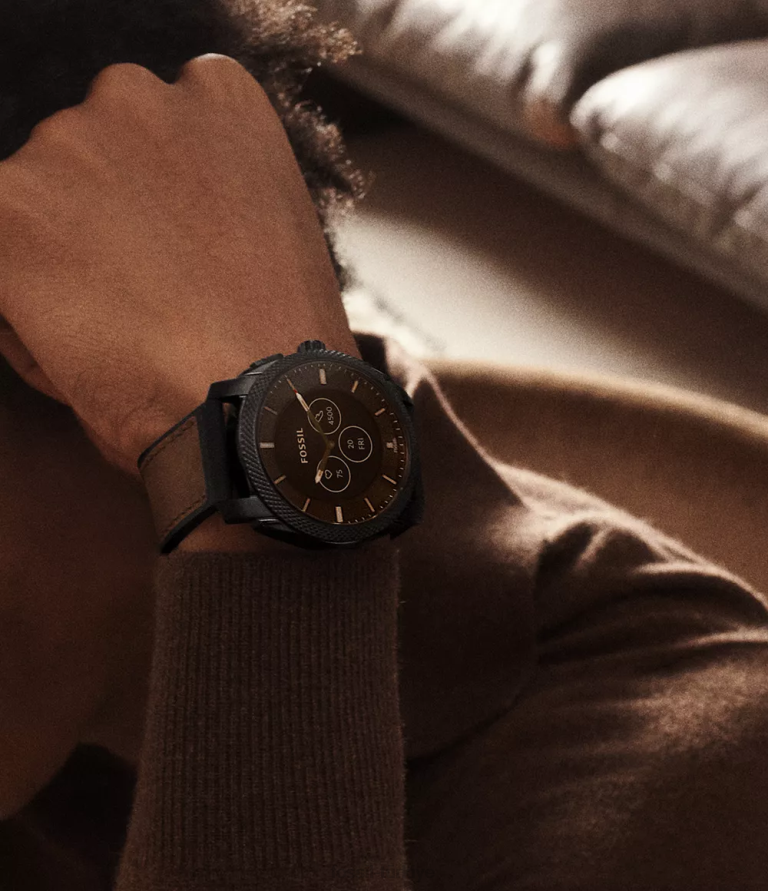 Fossil 6J041334 koyu kahverengi makine gen 6 hibrit akıllı saat deri kol saati erkekler