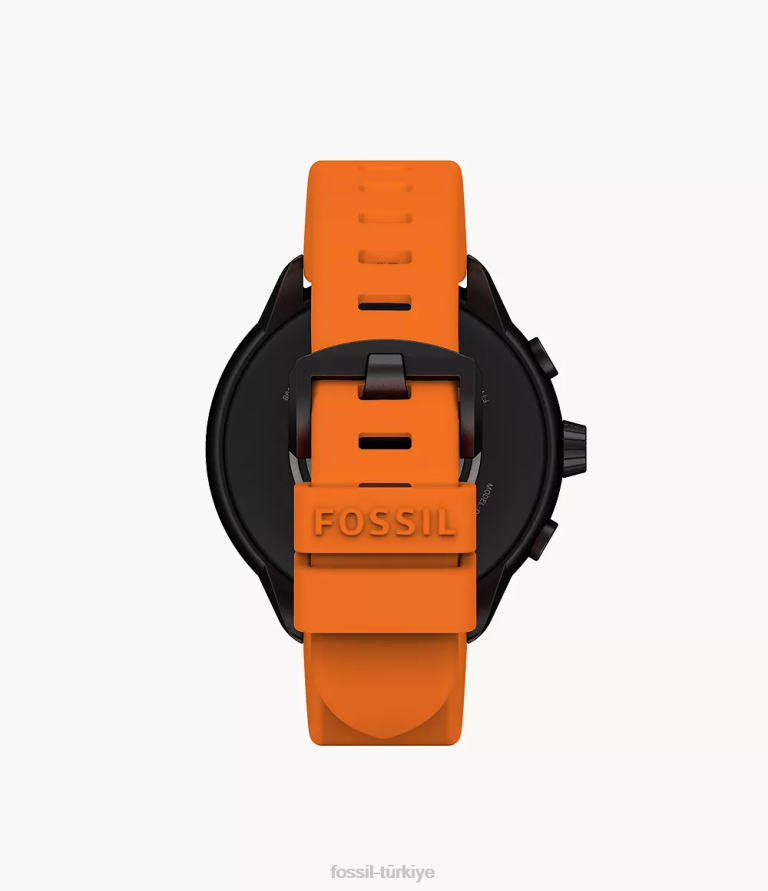 Fossil 6J041337 siyah gen 6 wellness edition akıllı saat turuncu silikon ve değiştirilebilir kayış ve tampon seti kol saati erkekler