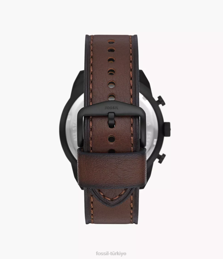 Fossil 6J041395 koyu kahverengi bronson kronograf litehide deri saat kol saati erkekler