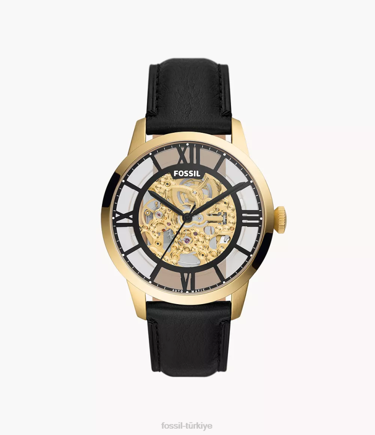 Fossil 6J041398 siyah Townsman otomatik litehide deri saat kol saati erkekler