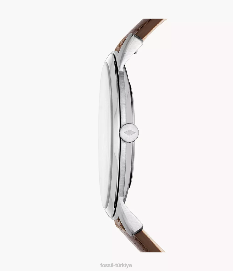 Fossil 6J041400 kahverengi minimalist üç ibreli deri saat kol saati erkekler