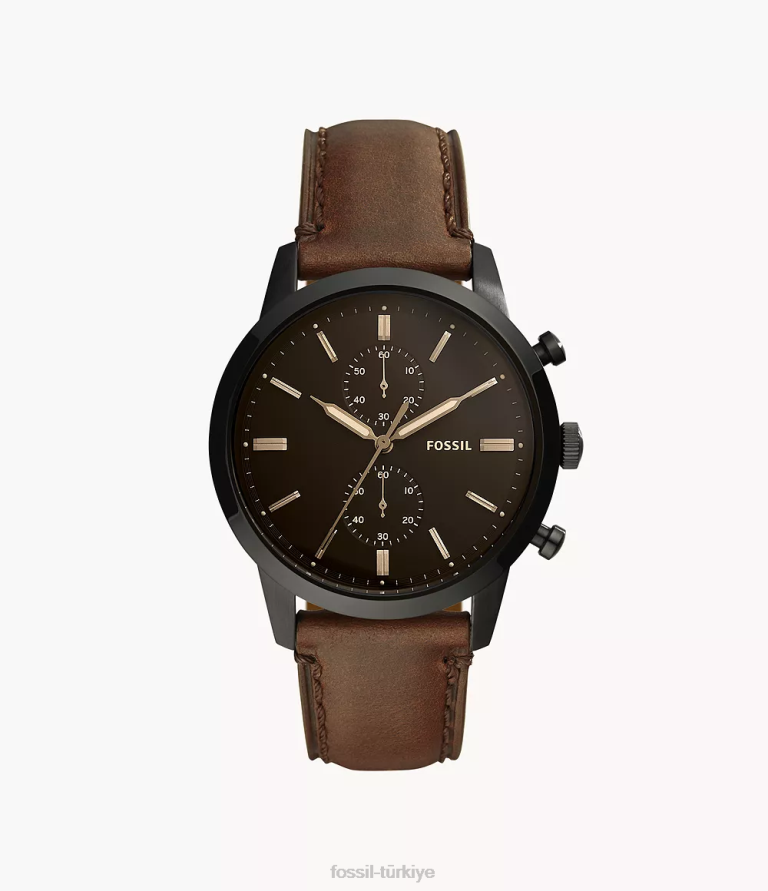 Fossil 6J041401 kahverengi kasabalı 44mm kronograf deri saat kol saati erkekler