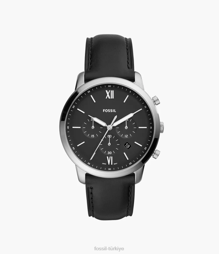 Fossil 6J041404 siyah nötr kronograf deri saat kol saati erkekler