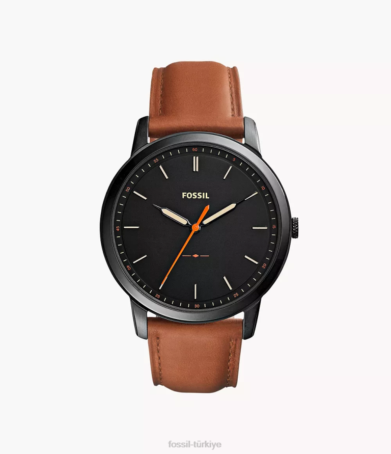 Fossil 6J041406 açık kahverengi minimalist ince üç ibreli deri saat kol saati erkekler