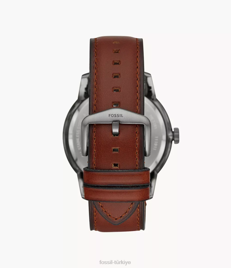 Fossil 6J041407 kehribar kasabalı 48mm otomatik deri saat kol saati erkekler