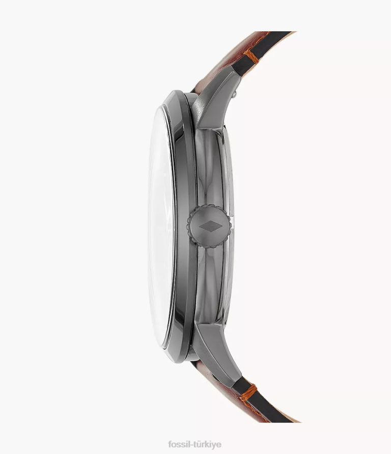 Fossil 6J041407 kehribar kasabalı 48mm otomatik deri saat kol saati erkekler