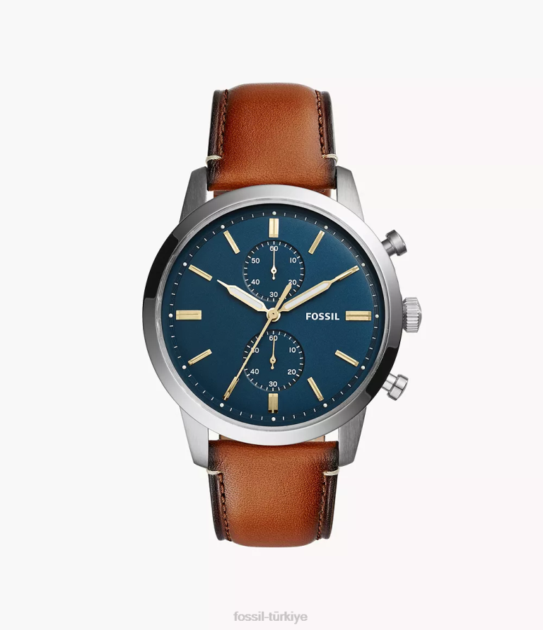 Fossil 6J041408 açık kahverengi kasabalı 44mm kronograf bagaj deri saat kol saati erkekler