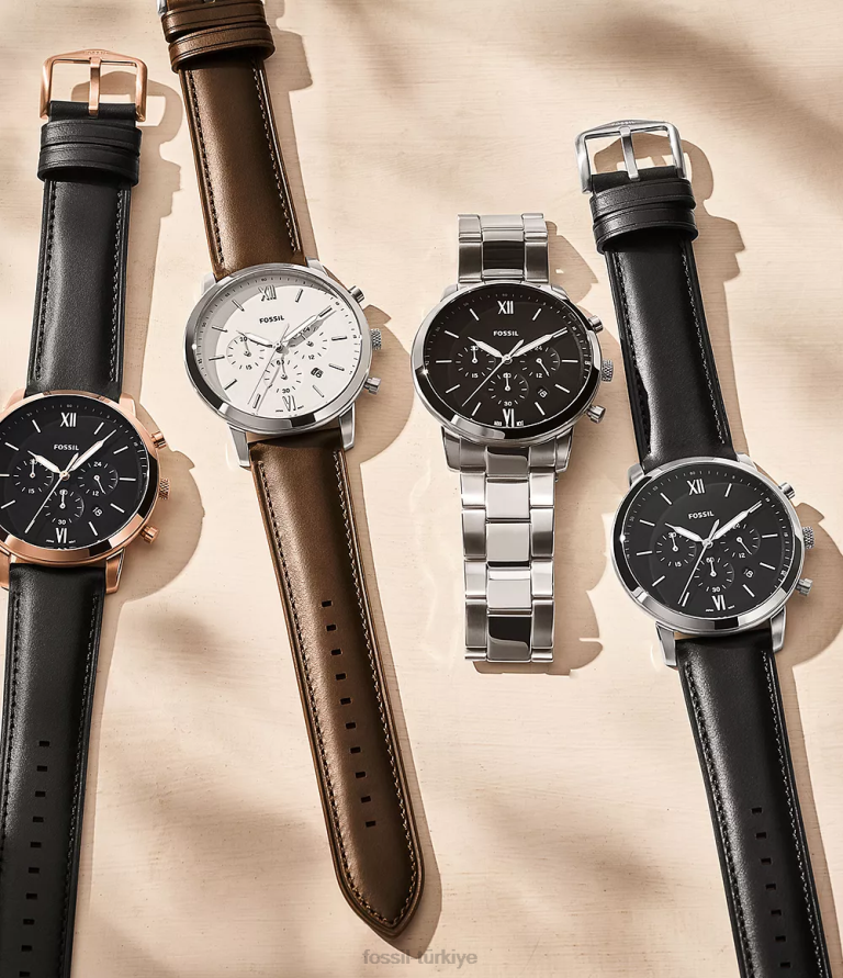 Fossil 6J041409 siyah nötr kronograf deri saat kol saati erkekler