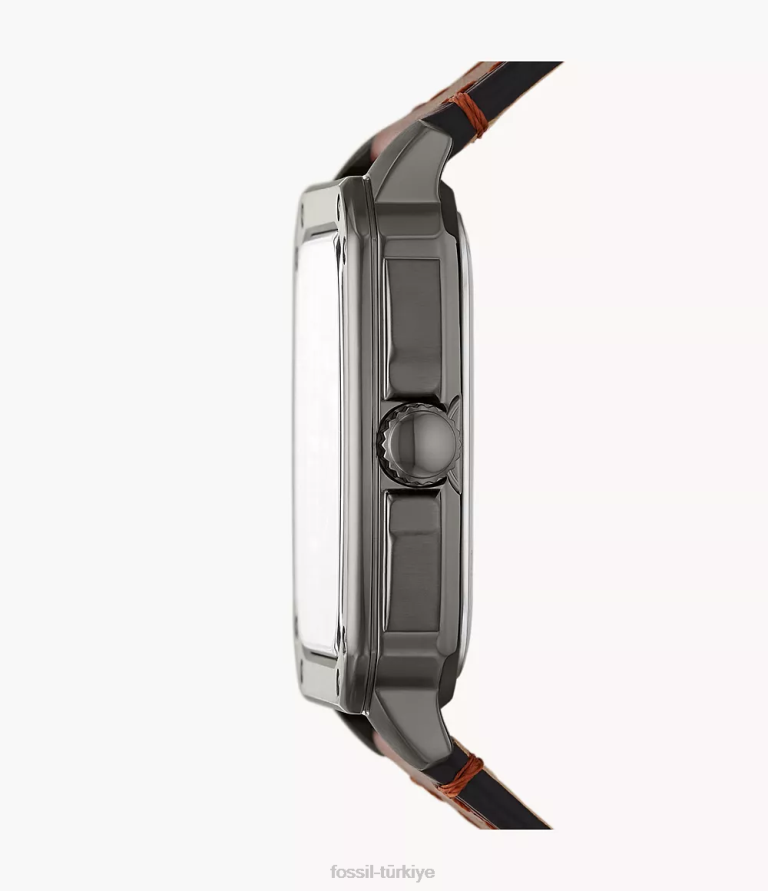 Fossil 6J041411 kehribar yazıtlı üç ibreli tarih litehide deri saat kol saati erkekler