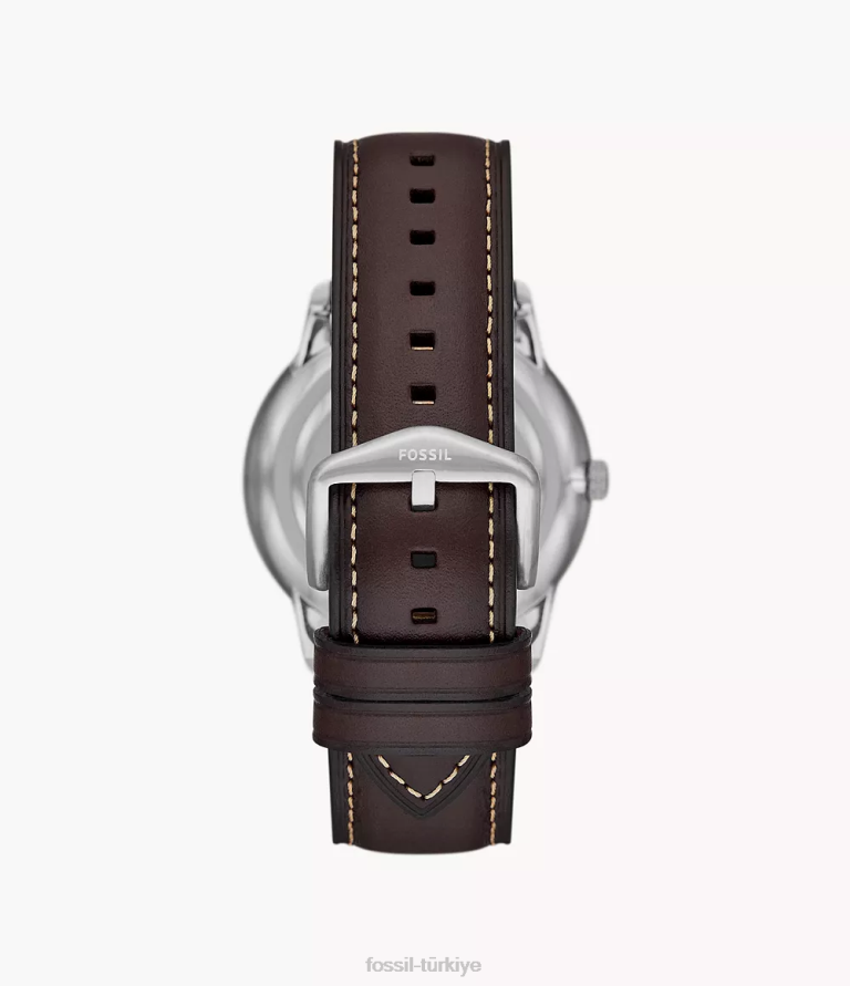 Fossil 6J041414 kahverengi nötr ay evresi çok işlevli lite deri saat kol saati erkekler