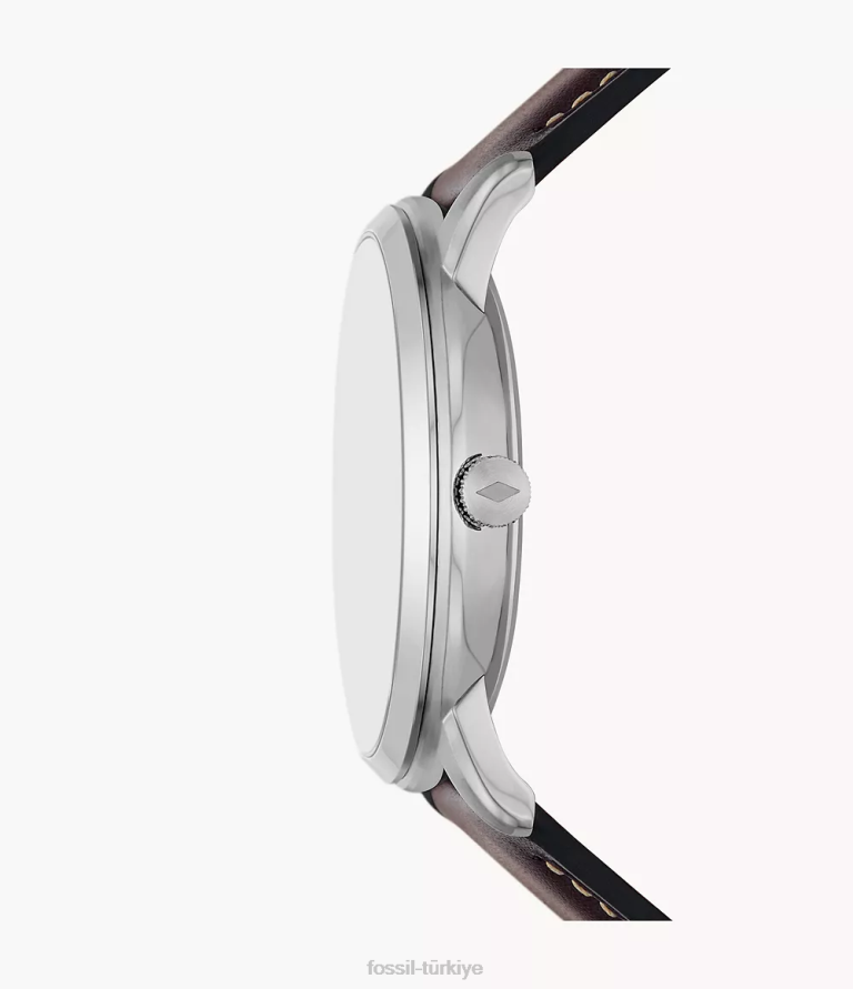 Fossil 6J041414 kahverengi nötr ay evresi çok işlevli lite deri saat kol saati erkekler