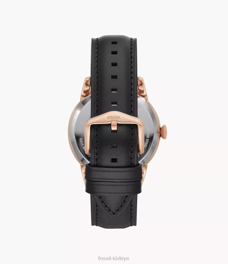 Fossil 6J041418 siyah kasabalı otomatik deri saat kol saati erkekler