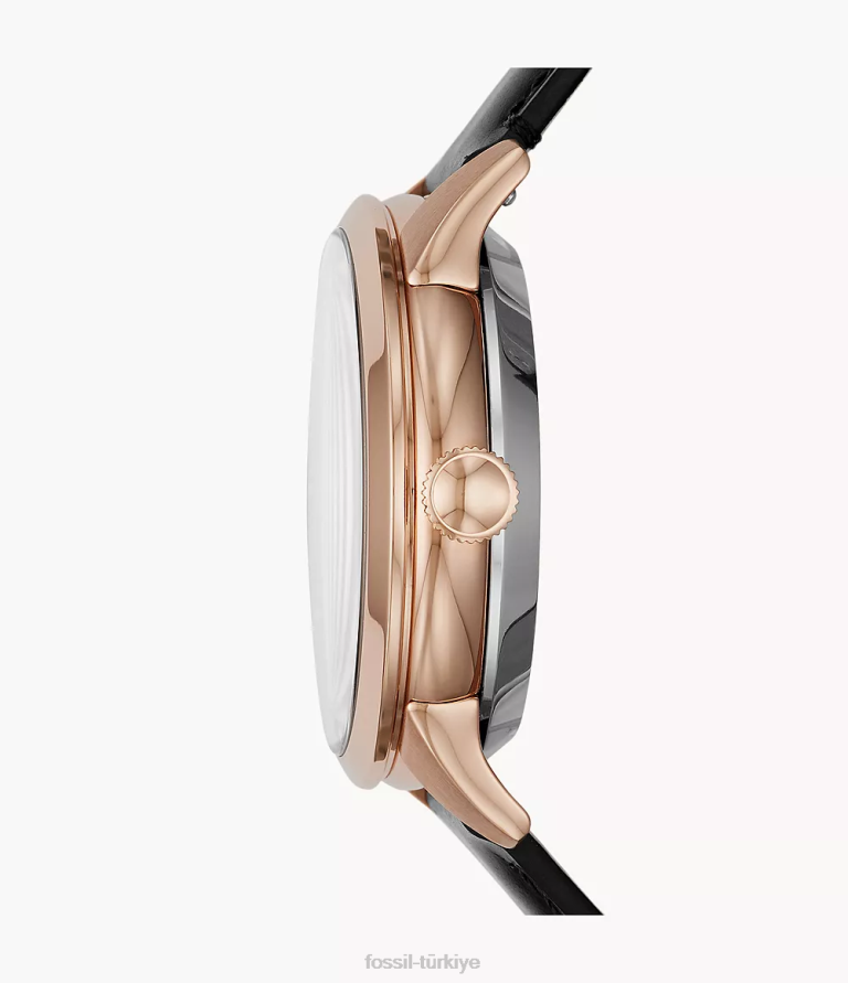 Fossil 6J041418 siyah kasabalı otomatik deri saat kol saati erkekler