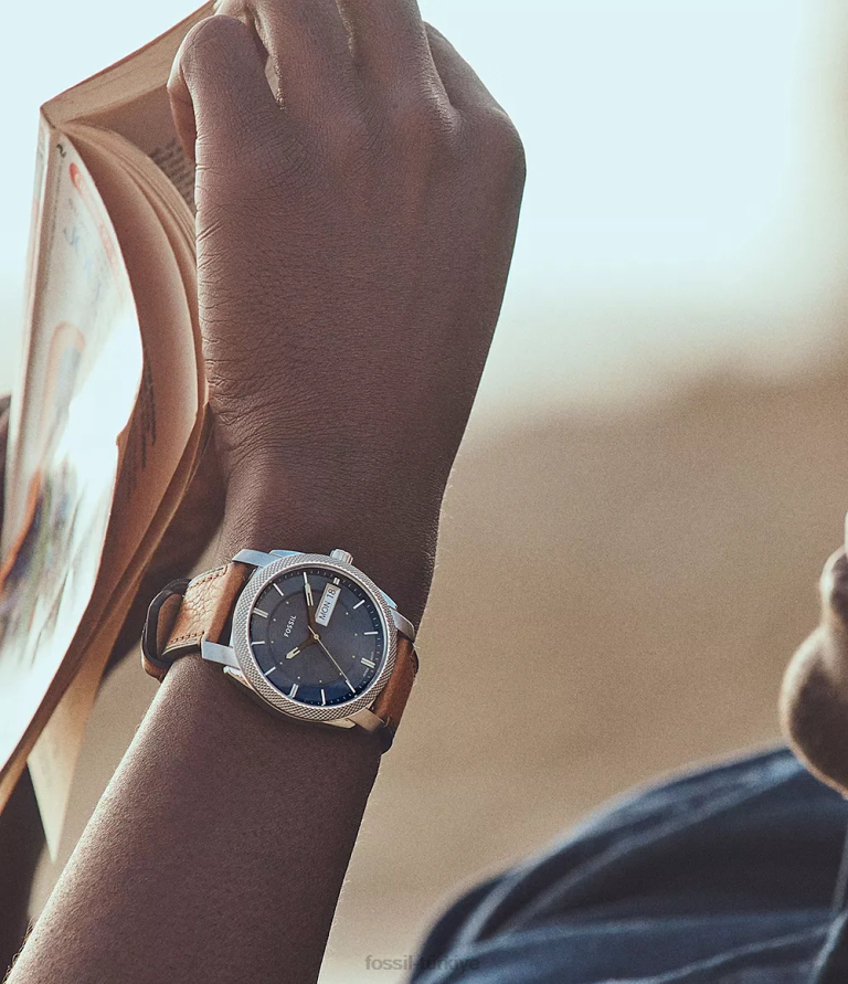 Fossil 6J041420 bronzluk makine üç ibreli günlük tarih lite deri saat kol saati erkekler