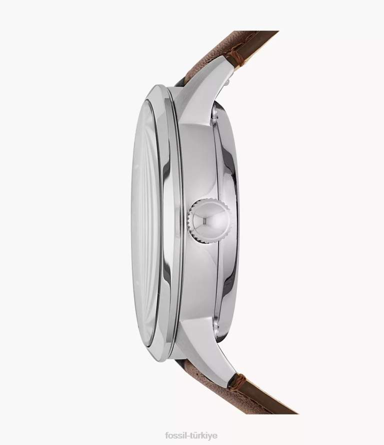 Fossil 6J041422 kahverengi kasabalı otomatik deri saat kol saati erkekler