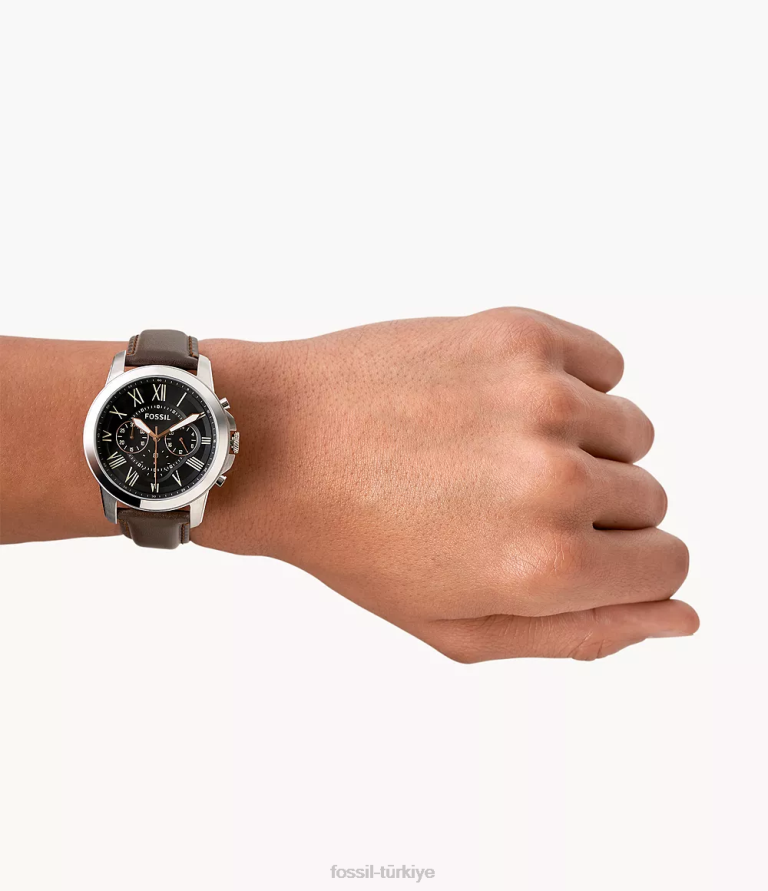 Fossil 6J041424 kahverengi Grant kronograflı deri saat kol saati erkekler