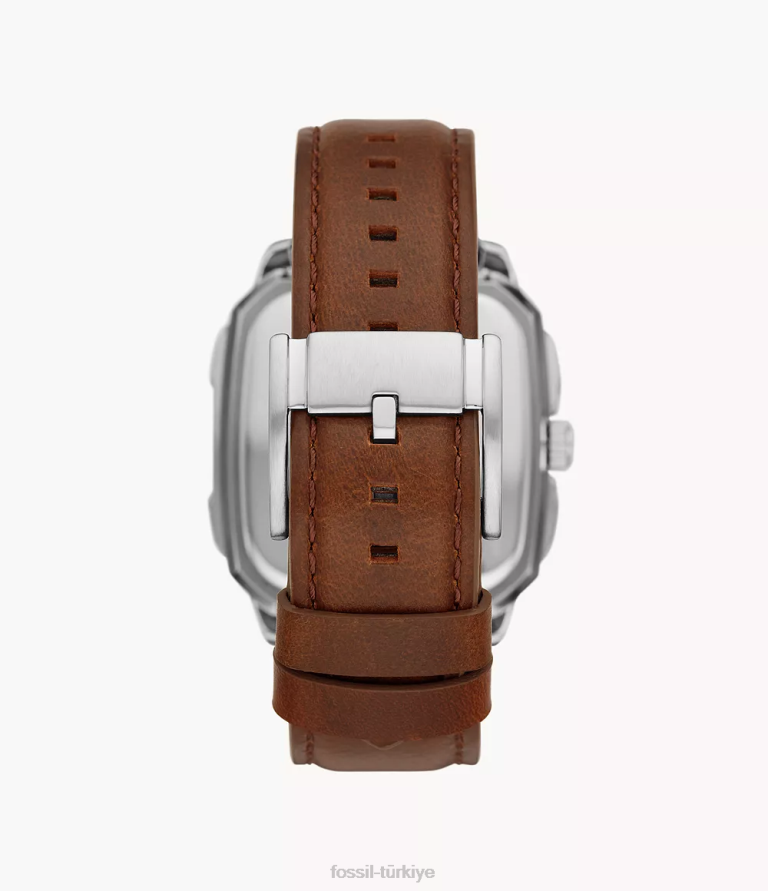 Fossil 6J041428 kahverengi yazıtlı otomatik deri saat kol saati erkekler