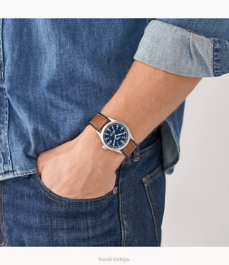 Fossil 6J041429 bagaj Defender güneş enerjisiyle çalışan litehide deri saat kol saati erkekler