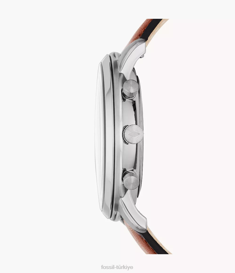Fossil 6J041431 kahverengi nötr kronograf deri saat kol saati erkekler