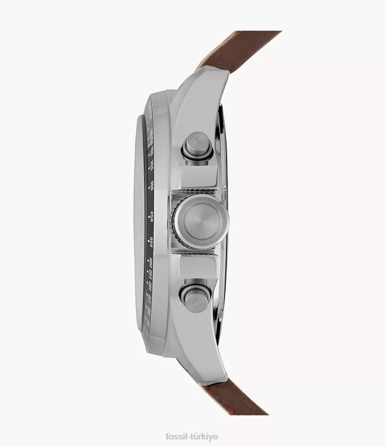 Fossil 6J041432 kahverengi decker kronograf deri saat kol saati erkekler