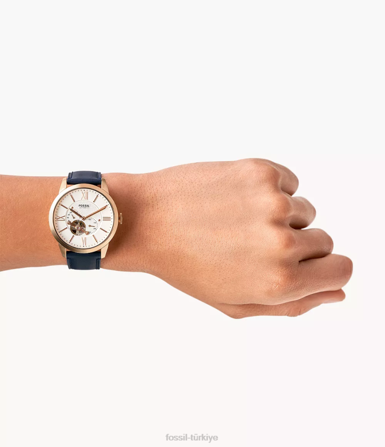 Fossil 6J041437 Donanma kasabalı otomatik deri saat kol saati erkekler