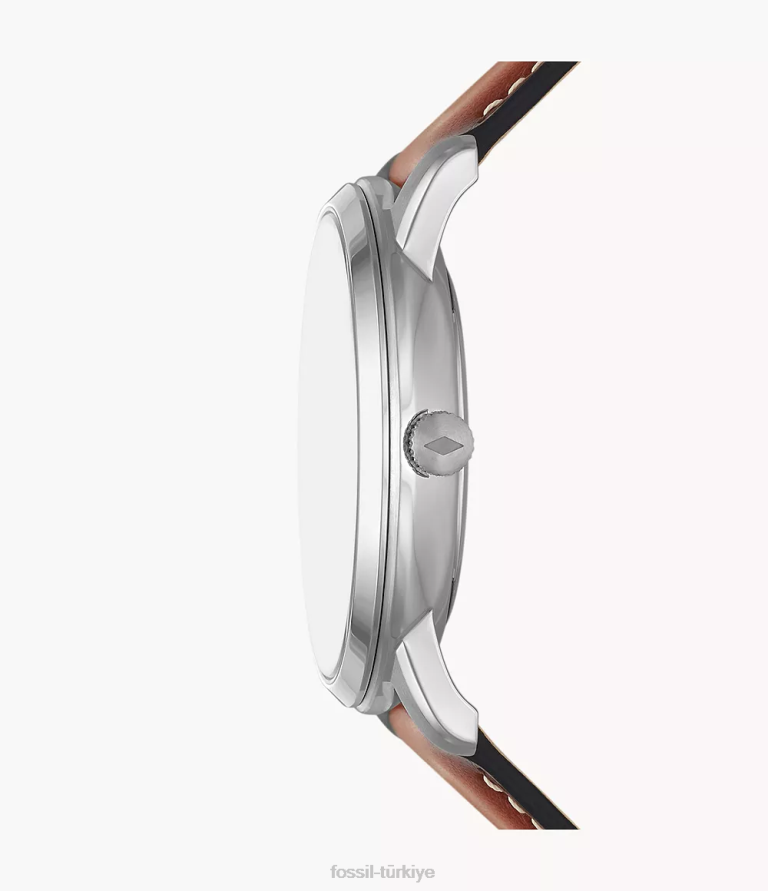 Fossil 6J041438 kahverengi nötr ay evresi çok işlevli lite deri saat kol saati erkekler