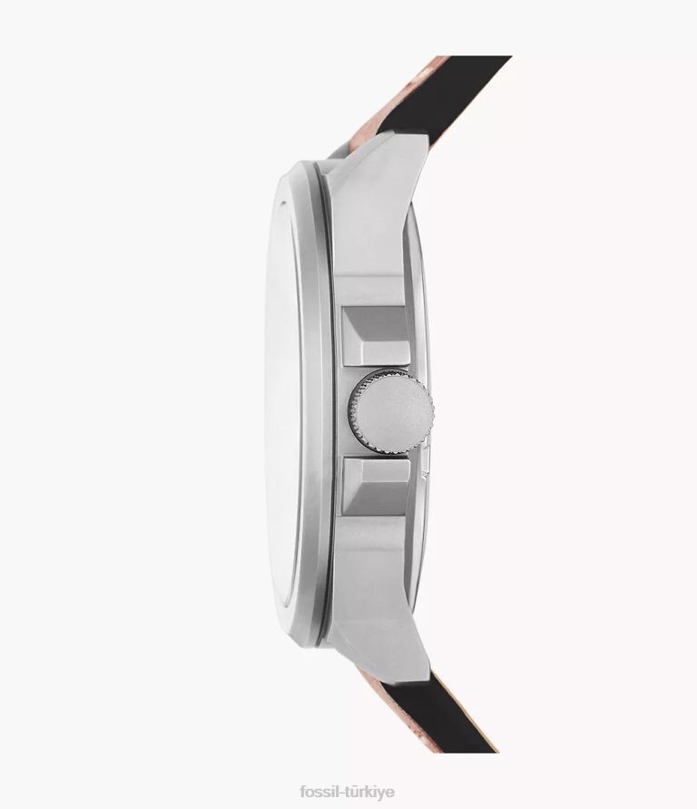 Fossil 6J041439 orta kahverengi bronson üç ibreli tarih litehide deri saat kol saati erkekler