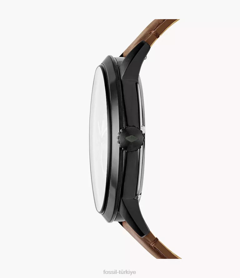 Fossil 6J041448 kahverengi kasabalı 48mm otomatik deri saat kol saati erkekler
