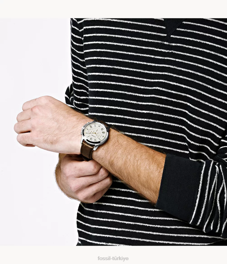 Fossil 6J041451 kahverengi Grant kronograflı deri saat kol saati erkekler