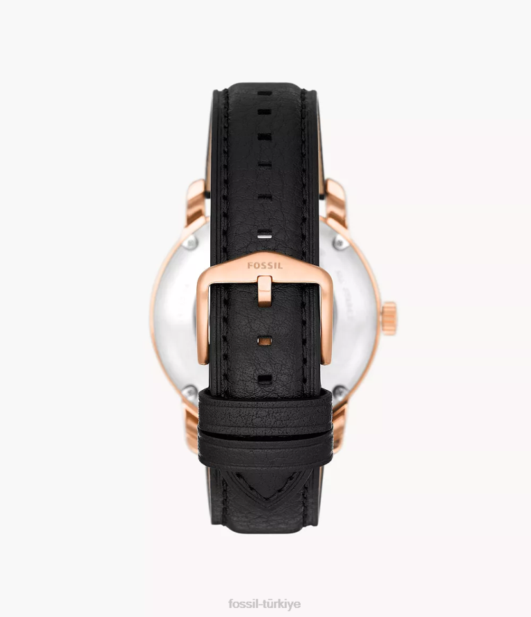 Fossil 6J041459 siyah miras otomatik litehide deri saat kol saati erkekler