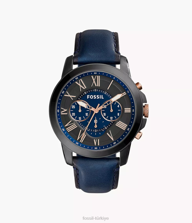 Fossil 6J041461 Donanma Grant kronograflı deri saat kol saati erkekler